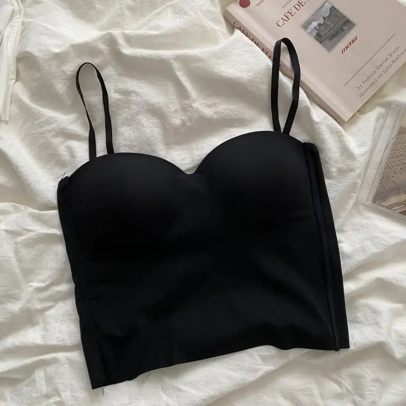 Double Strap Solid Color Sport Crop Top