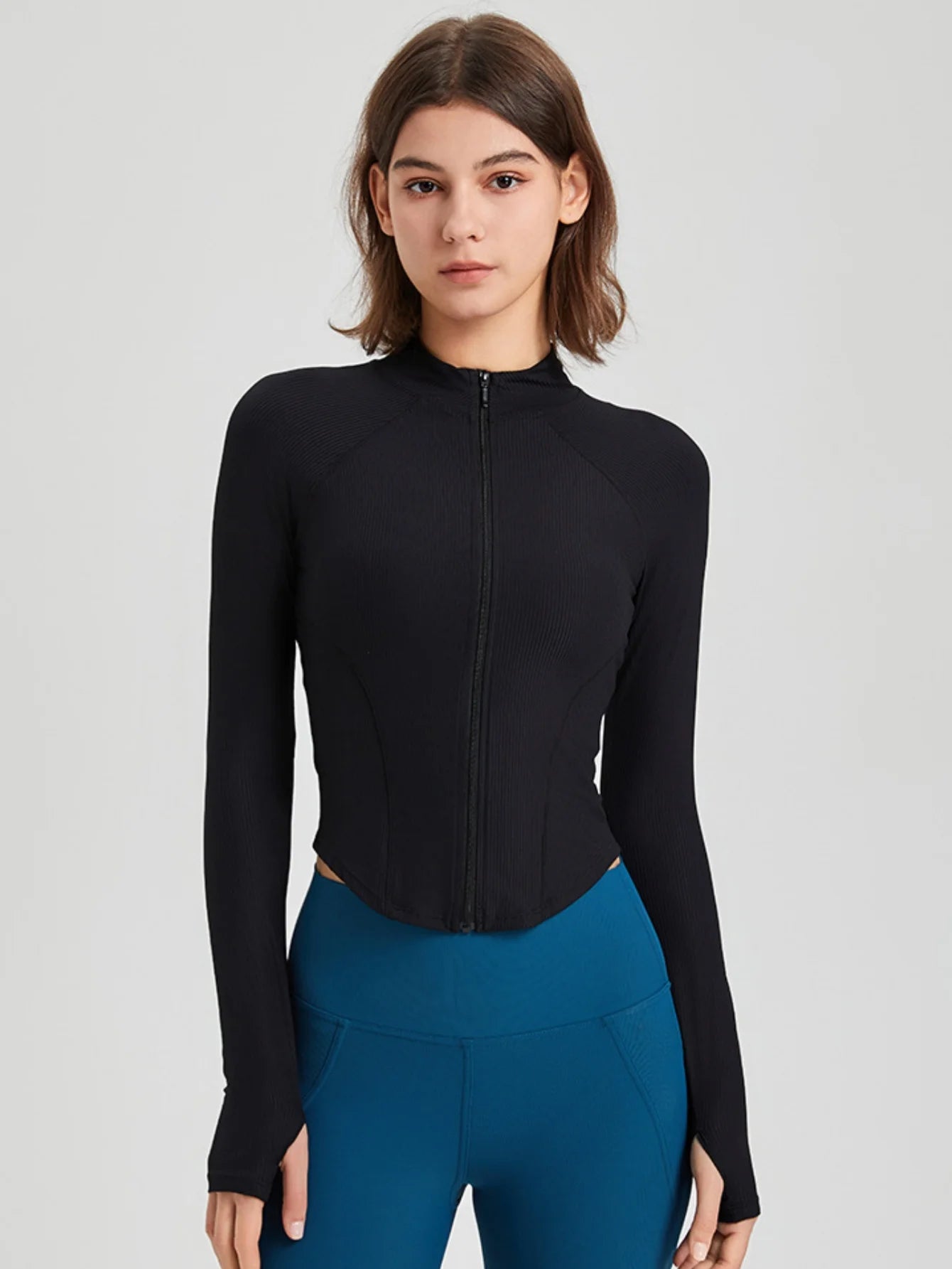 Slim Fit Zipper Sports Jacket for Women