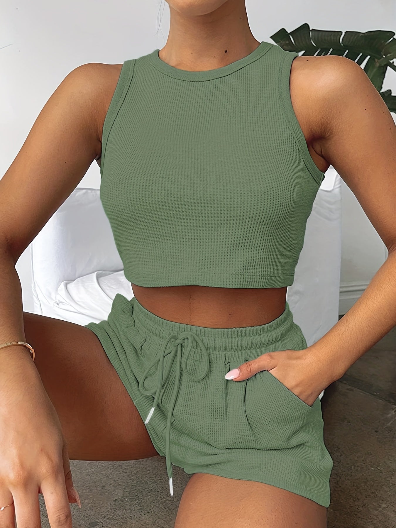 2-Piece Ribbed-Knit Sports Set