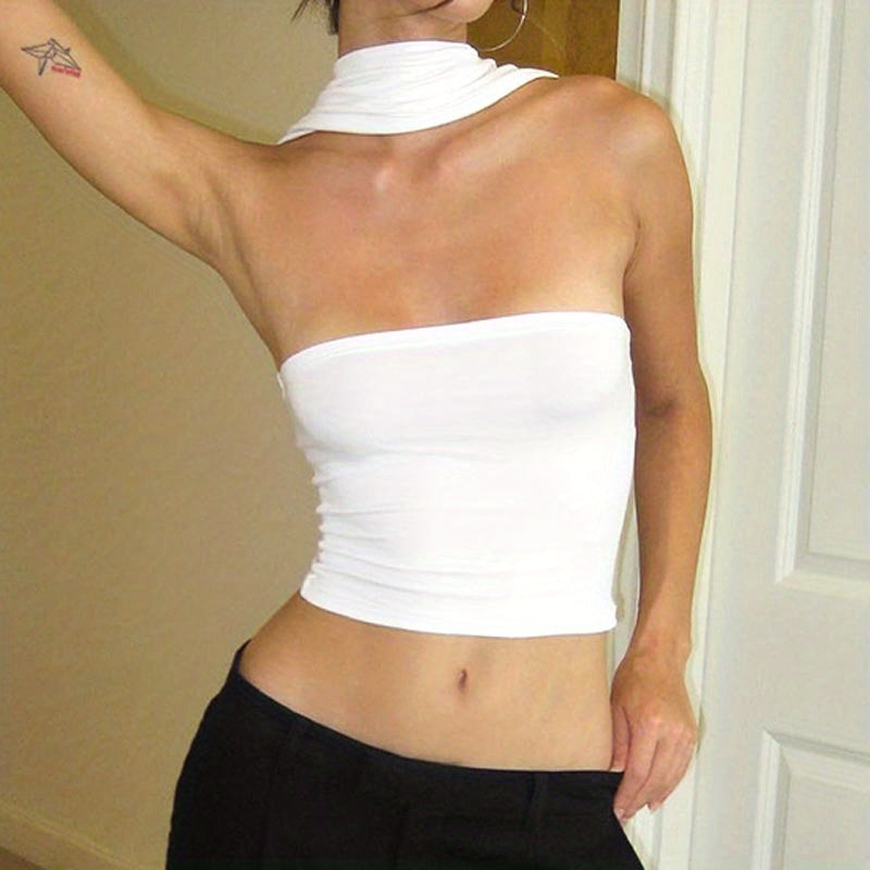 Sleek Halter Ruched Crop Top