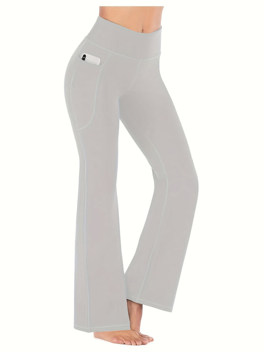 High-Waisted Flared Yoga Pants with Pockets